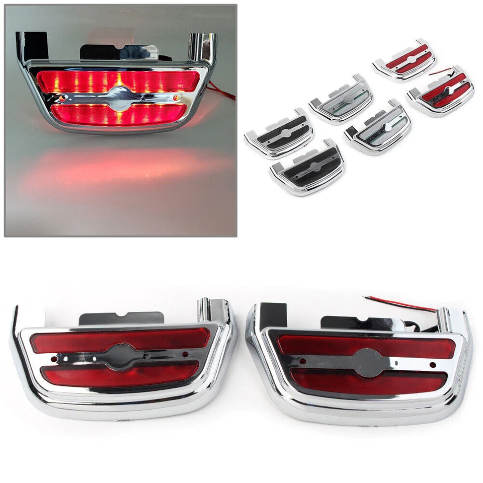 Cubierta de estribo de pasajero con luz LED para Harley Touring Road King Dyna Foto 2 de 4