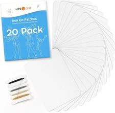 Iron on Patches for Clothing Repair 20 Pieces White Sublimation Patches Fabric