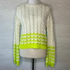 Abound Women's Chevron Print Pointelle Knit Sweater Size XXS