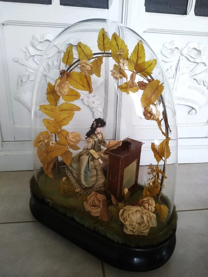 jouet ancien automate LA PIANISTE sous globe de verre esprit THEROUDE 1860 1870 - Photo 2/4