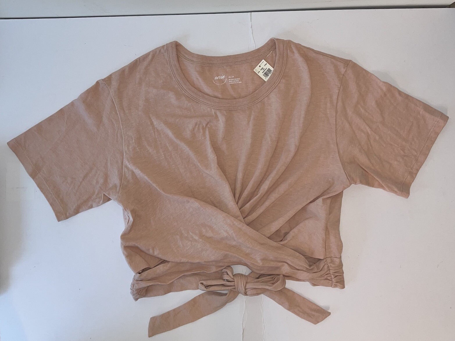 NWT Aerie Cropped Wrapback Short Sleeve Tshirt Peach Womes Size XS