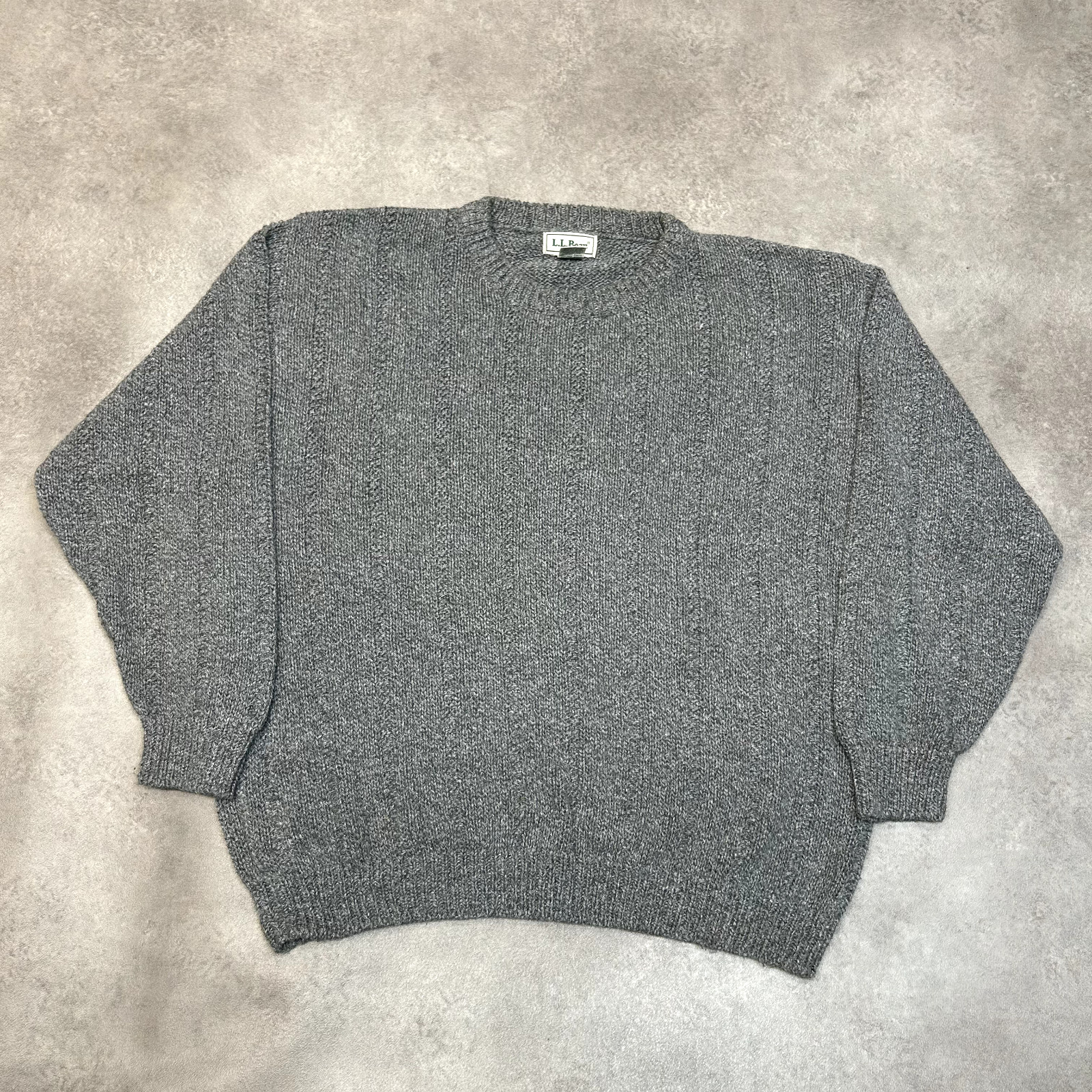 L.L Bean Knitted Jumper Mens Large Vintage Heavyweight Pullover Sweater, Grey