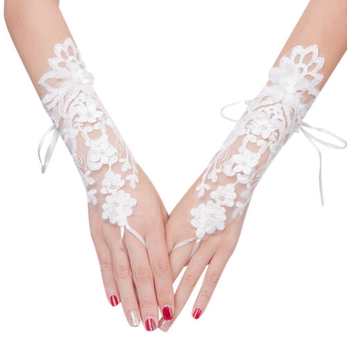  Banketthandschuh Aus Satin Für Die Braut Handschuhe Fingerlos - Bild 1 von 12