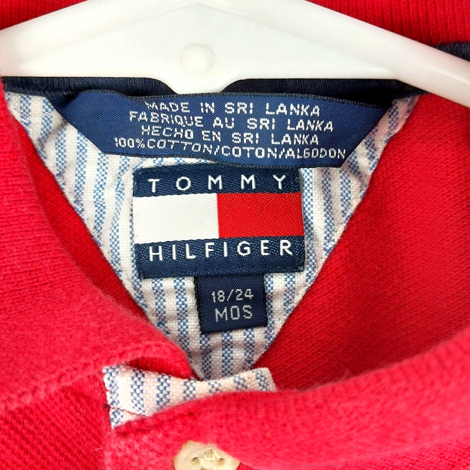 Vintage Tommy Hilfiger Toddler 18/24 M One Piece 2 Button Collar Red Polo! thumbnail 3