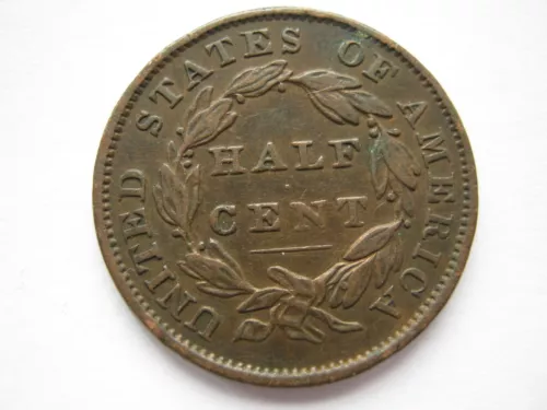 united states 1834 copper half cent gvf image 3