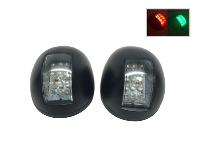 MARINE BOAT GREEN AND RED LED NAVIGATION LIGHT VERTICAL MOUNT 1NM 12V 0.8WX2