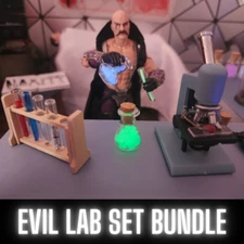 EVIL LAB SET BUNDLE - 1:12 Scale Lab Set, Glass Containers and Glass Vials