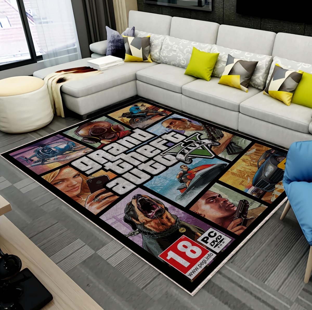 Grand Theft Auto San Andreas Video Game Area Rug Area Area Rug - Peto Rugs