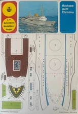 JF Schreibers card model kit of the Onassis Hochseejacht (Ocean Yacht) Christina
