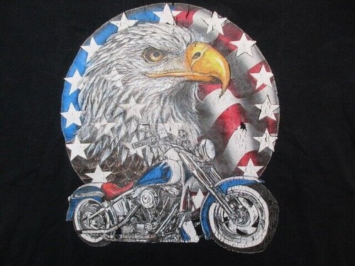 Vintage Patriotic Shirt Adult Extra Large Motorcycle Bald Eagle Biker Y2K Mens - Picture 2 of 8