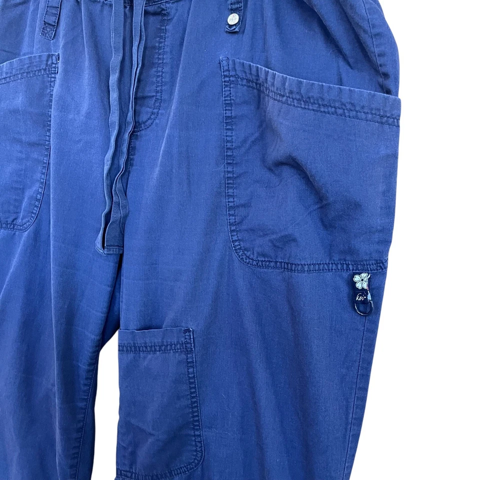 Koi Scrub Pants Womens 2X Blue Drawstring 6 Pocket Medical Dental Workwear - Image 2 of 4