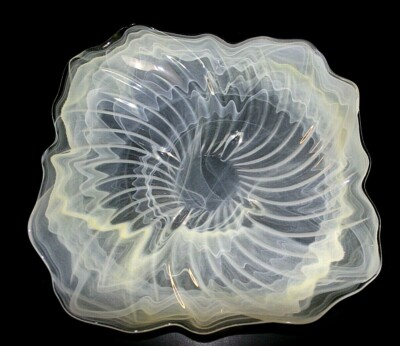 Large Art Glass Bowl Dish Platter 14'' x 14'' 3-1/4'' High