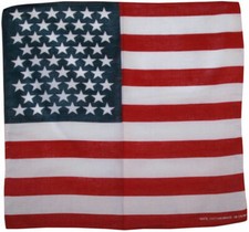 Classic Red White  Blue US Flag Biker Cotton Bandana 27" x 27" . ROTHCO 4950