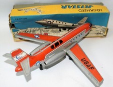 Vintage Tin Friction US Air Force LOCKHEED JETSTAR Plane Airplane by Alps, Japan