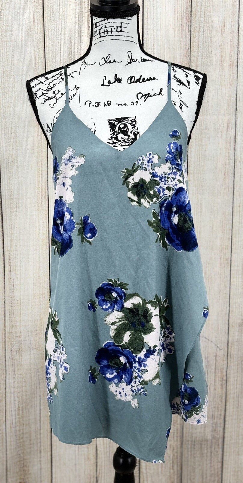Free People Intimately Cascades Mini Slip Dress Size Small Blue Floral Chiffon