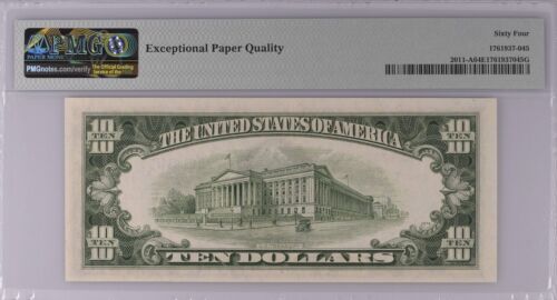 USA, Unites States 1950 A, 10 Dollars, Fr 2011-A Federal Reserve, UNC PMG 64 EPQ - Picture 2 of 2