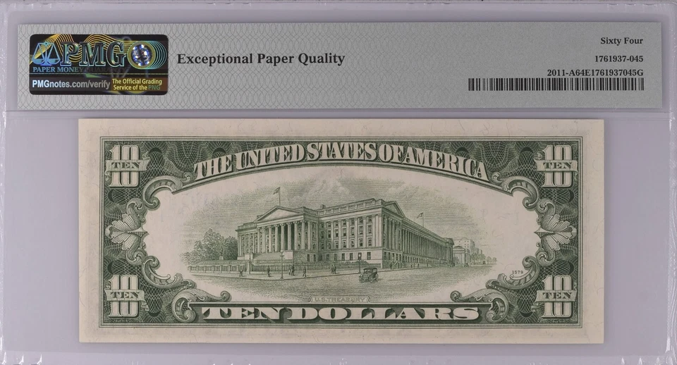 USA, Unites States 1950 A, 10 Dollars, Fr 2011-A Federal Reserve, UNC PMG 64 EPQ - Image 2 of 2