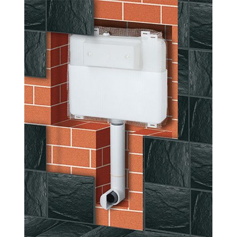 Réservoir de chasse encastré Fusion Negrari compact en ABS blanc pour WC suspendu