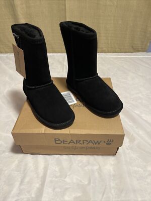 NEW WOMEN BEARPAW EMMA FASHION*SHORT BOOTS* BLACK II WOOL LINING AUTHENTIC  608W