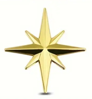 3D Windrose Kompassrose Metall  Auto Sticker Chrom Emblem Aufkleber  Gold KFZ