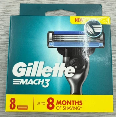Gillette MACH3 Men's Razor Blades - 8 x Cartridges Refill Pack For Shaver