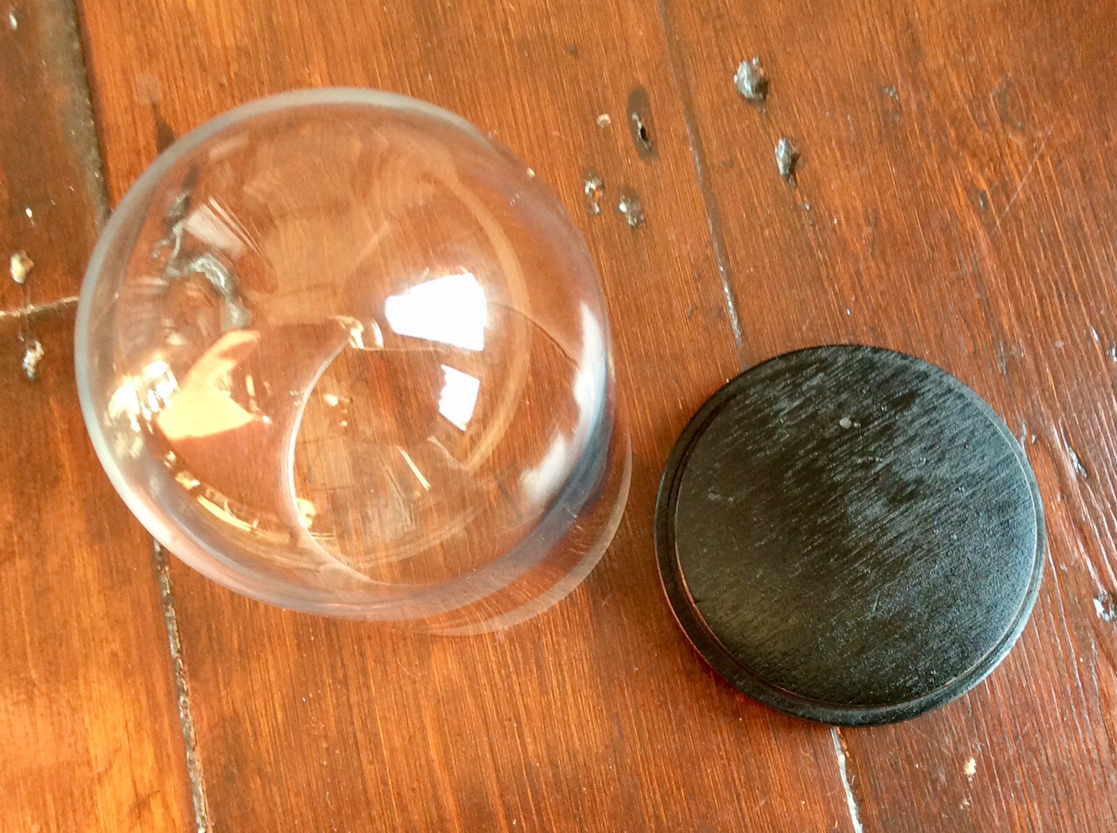 Vintage Glass Cloche Bell Jar Dome,Wood Base,Old Antiques Curios