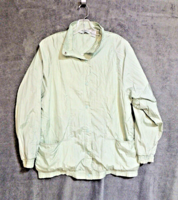 Haband Windbreaker Jacket Womens M Sage Green Snap Front Lined Sporty Gorpcore