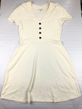 Riley &James Ivory Color Juniors Size L Large Fit and Flare Short Sleeve Dress