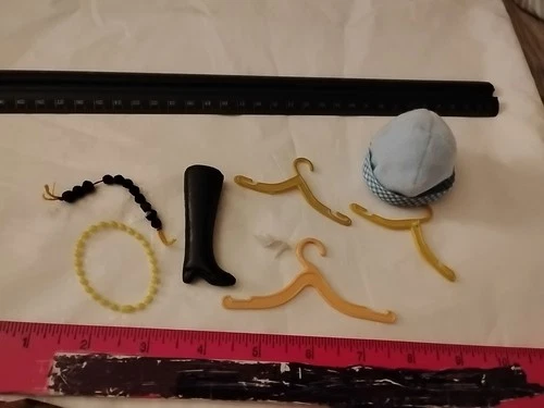 Barbie Mixed 8 Pieces Lot Accessories Hangers Necklace Shoe Boot Fuzzy Hat