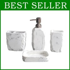 Luxury Marble Bathroom Set, 4-Piece Farmhouse Decor