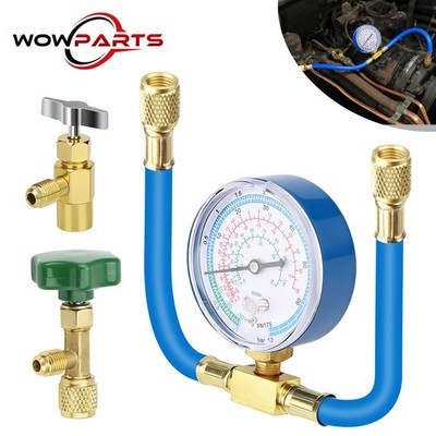 R290 R600A Automotive AC Recharge Hose Kit Car Refrigerant Charging Gauge 600PSI