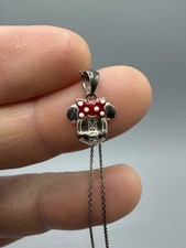 925 Sterling Minnie Mouse Pendant Necklace Red Pokadot Bow