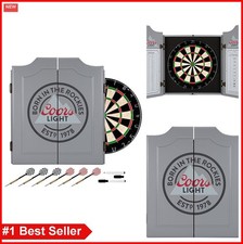 Dart Board Cabinet Set 18 Inch Sisal Self Healing Steel Tip Darts Scoreboard
