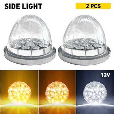 2Pcs Dual Color Amber/White LED Glass Watermelon Lights Turn Signal Marker EPM