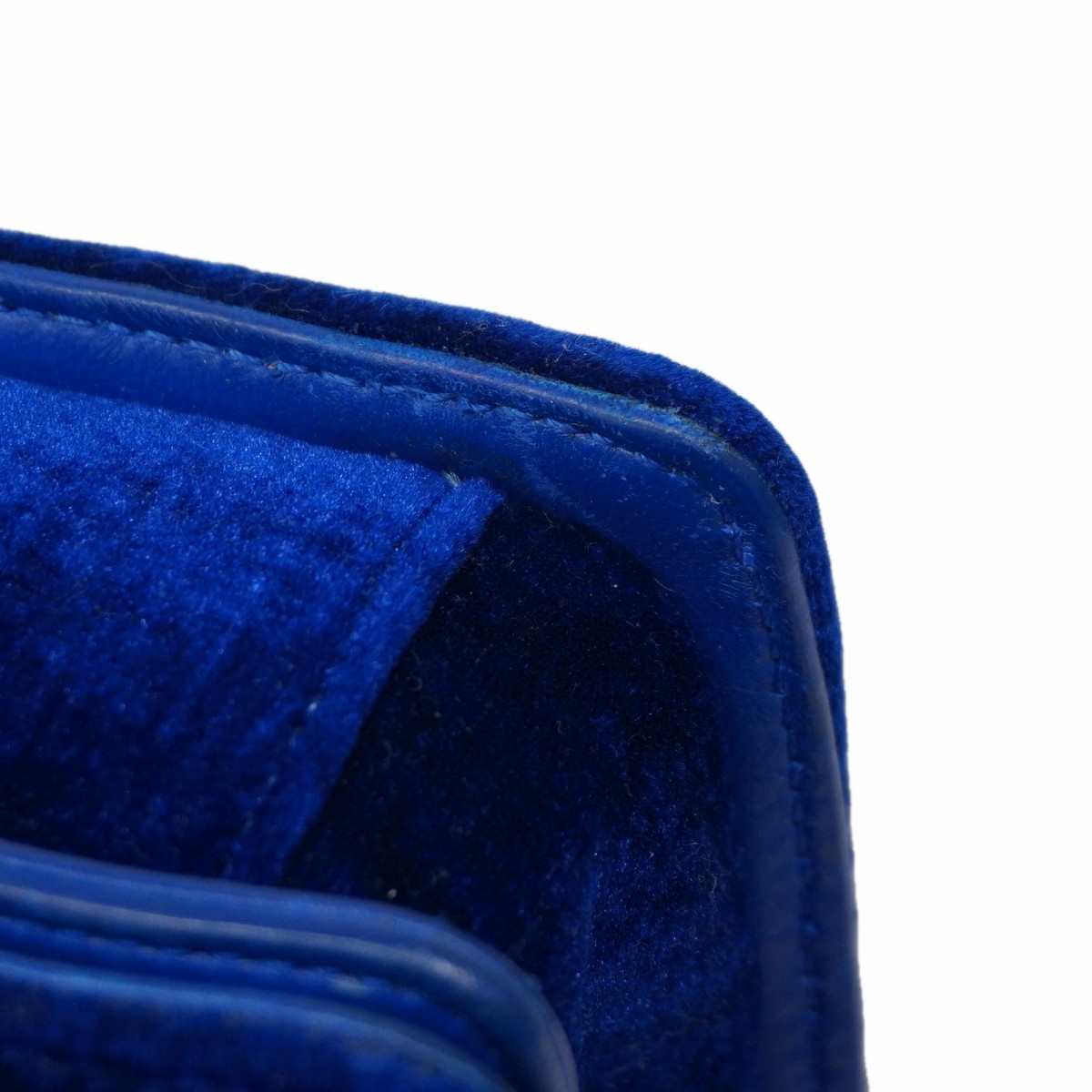 Auth [6ba1025] CHANEL Shoulder Bag Boy chanel ChainShoulder Velor Blue Silve... thumbnail 9