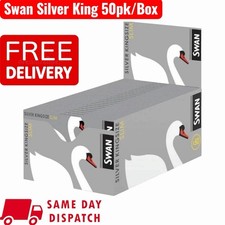 Swan Silver Kingsize Slim Cigarette Rolling Papers | Full Box of 50 Booklets