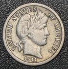 1911 P Circulated Barber Silver Dime DRB1