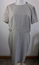 Ann Taylor Dress NWT Womens 16 Black Tan Gray Wool Blend Short Sleeve Sheath