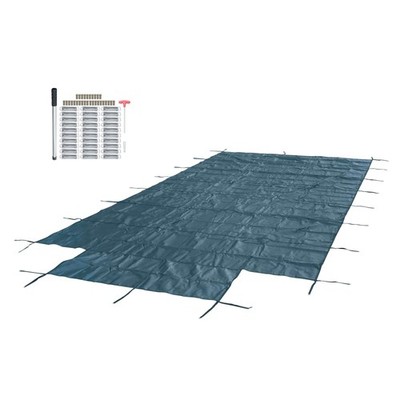 Rectangle Swimming Pool Safety Cover For 20x40FT W/ Center Step & Anchors