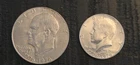 1776-1976 D Eisenhower Dollar & Kennedy Half Dollar Coins, Circulated (Lot Of 2)