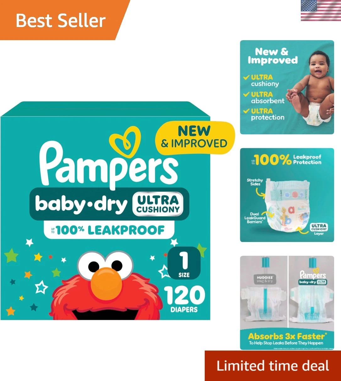 Diapers Baby Dry Size 1 White Absorbent