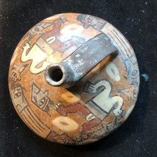 Vaso con manico portabevande ceramica Sud America Perù Maya Inca stile antico