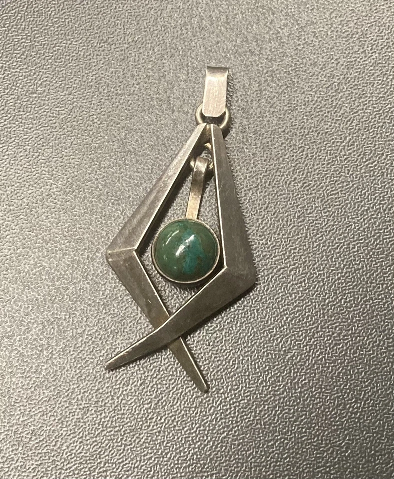 DE COLECCIÓN SELLO BRUTALISTA PLATA ESTRELLA DAVID VERDE MALAQUITA COLGANTE JUDÍO Foto 2 de 4