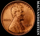 1933 Lincoln Wheat Cent - Choice Gem Brilliant Unc++++  Lustrous  #i6784