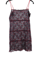 Victorias Secret Vintage Slip Dress Medium Black Red Lace Sheer Lingerie Y2K