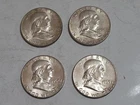 4 Franklin Half Silver Dollar Coin Group Lot No Mint Mark 1960 1961 1962 1963