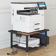 23.6" 23.6" Large Priner Stand with Power Outlet, Printer Table with Storage ...