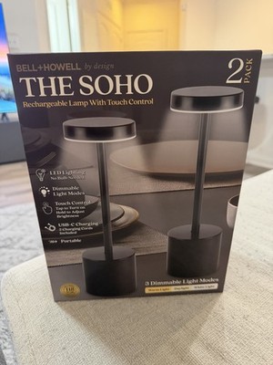 Bell + Howell SOHO Rechargeable Touch LED Table Lamp 2 Pack Dimmable USB-C