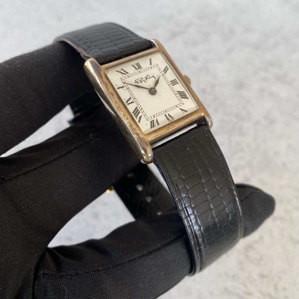 1978 Roy King Tank 925 Sterling Silver Manual Wind Swiss Roman 
