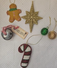 Lot Of 6 Assorted Christmas Tree Ornaments/ Christmas Tree Decor/ Home Decor